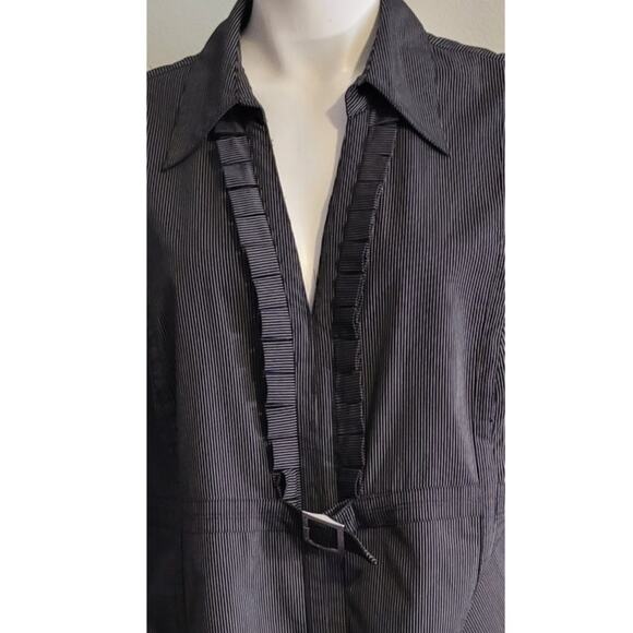 Worthington Womens 3X Black Stretch Pleated Buckle Blouse Careerwork Minimalist - Picture 8 of 8